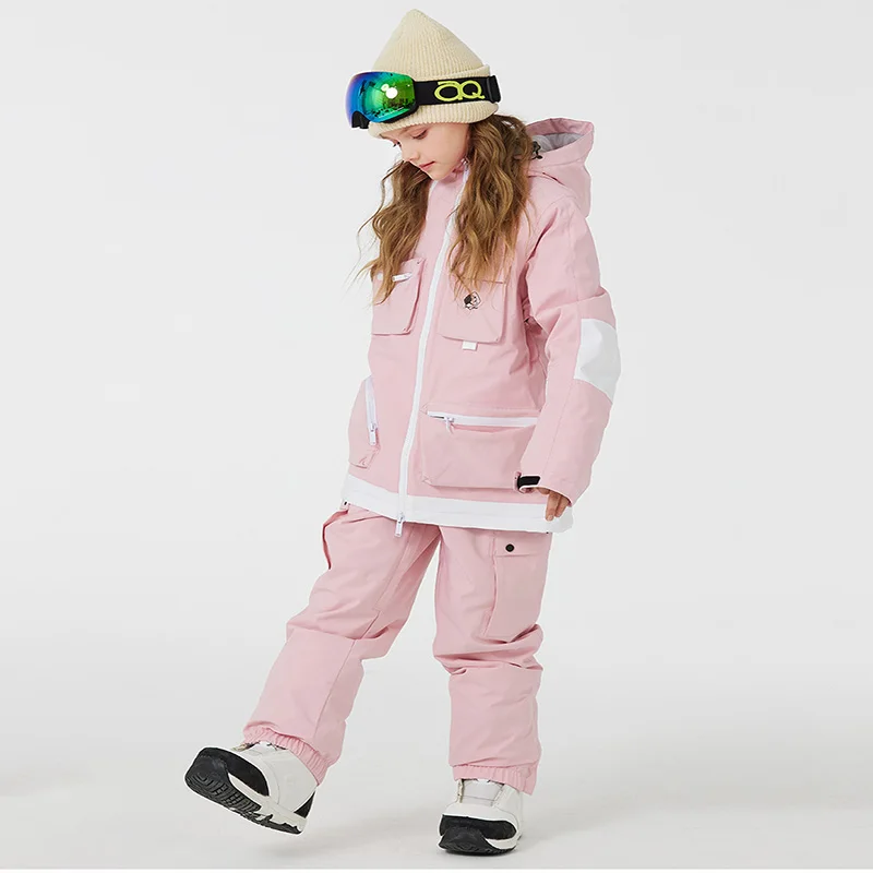 

Детская зимняя одежда, комплекты костюмов для мальчиков и девочек, ветрозащитная одежда для сноуборда, непромокаемый теплый зимний костюм, лыжная одежда, куртки, брюки