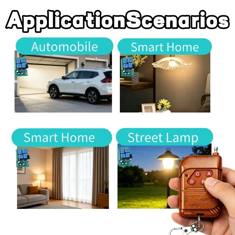 433Mhz RF Remote Control Switch AC 220V 110V 85-256V 4CH 10A Relay Receiver and 433Mhz Transmitter For Light,Water Pump,Garage