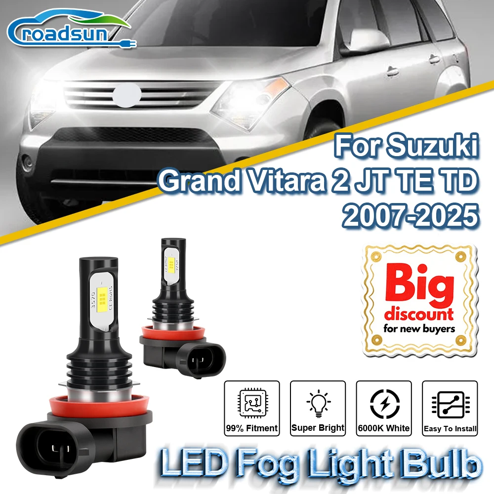 

ROADSUN【For Suzuki Grand Vitara 2 JT TE TD 2007-2025】2PCS Canbus No Error Car LED Fog Light Bulb Super Bright Fog Lamp Ampoule