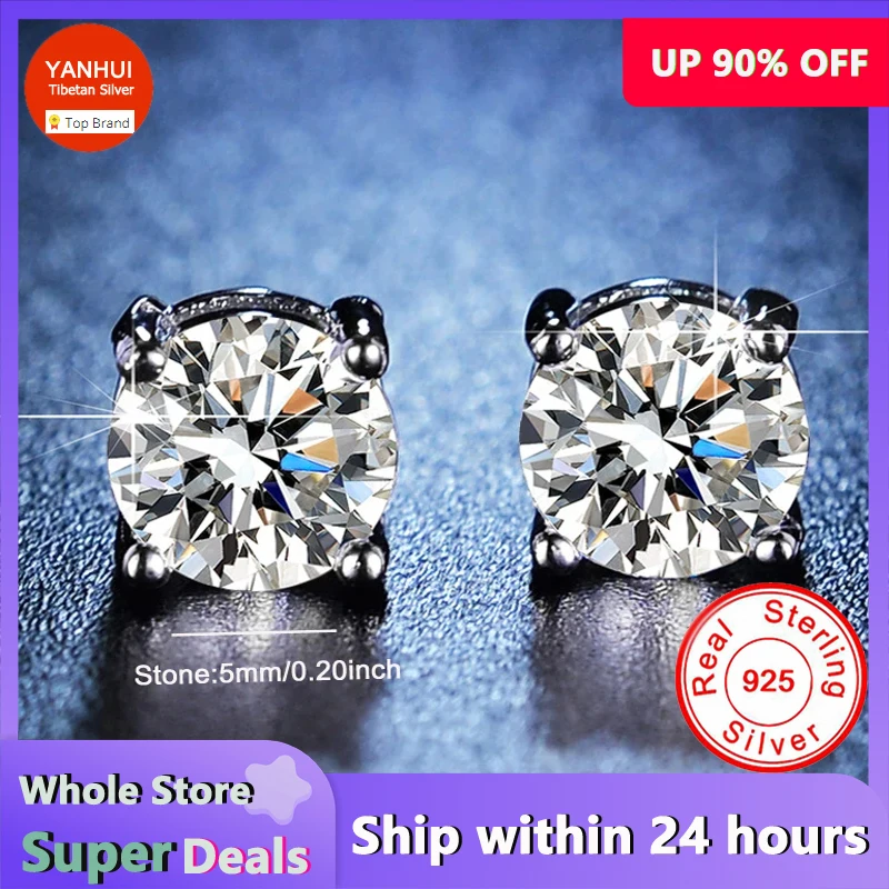 UP 90% OFF! Allergy Free Silver 925 Earrings,Silver 925 Jewelry,High Quality Natural Zirconia Diamant Stud Earrings Women's Gift