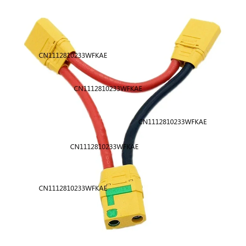 1PCS XT90-S Adapter Cable One Female to Two Male Connector Series Connection 10AWG Silicone Wire Anti Ignition Plug for RC Model