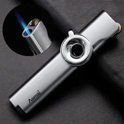 Metal Windproof Direct Charge Blue Flame Butane Gas Lighter Creative Valve Grinding Wheel Ignition Portable Cigarette Lighter