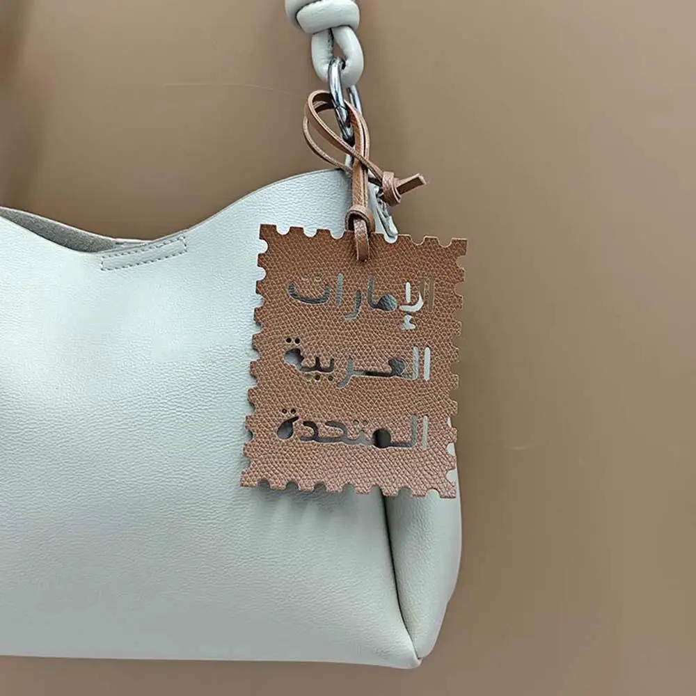 

Creative Simplicity Decorative Keychain Car Key Arab Letter Decoration Trendy Bag Pendant Pink Korean Keychain PU Leather Gifts