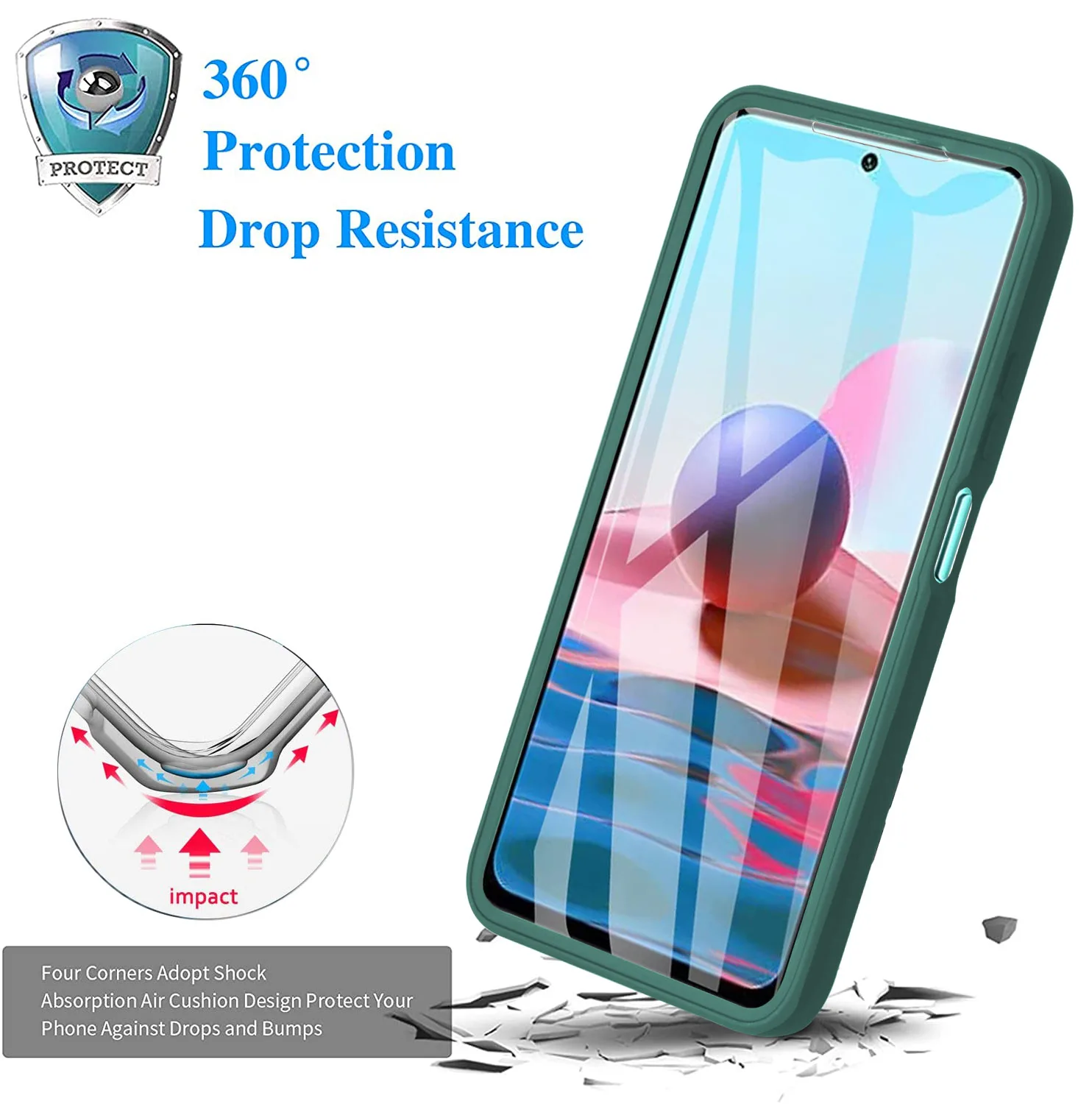 360 Full Cover Shockproof Clear Case For Xiaomi POCO F3 X3 NFC Mi 11 Lite Redmi 9A 9T 9C Note10 9S Pro Back PC+Front Screen Film