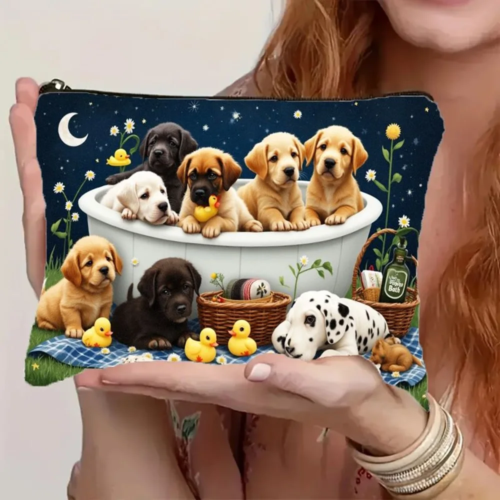 1 Piece of Makeup Bag with Energetic Dog Snack Design - Multifunctional Zipper Bag for Women, Perfect Travel Zipper Storage Bag, Fun Birthday Gift