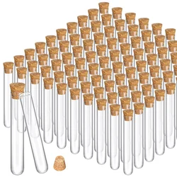 100PCS Glass Test Tubes With Cork Clear Stoppers Round Bottom Lab Test Alcohol Tampons Tubes Container(15X100mm/13Ml)