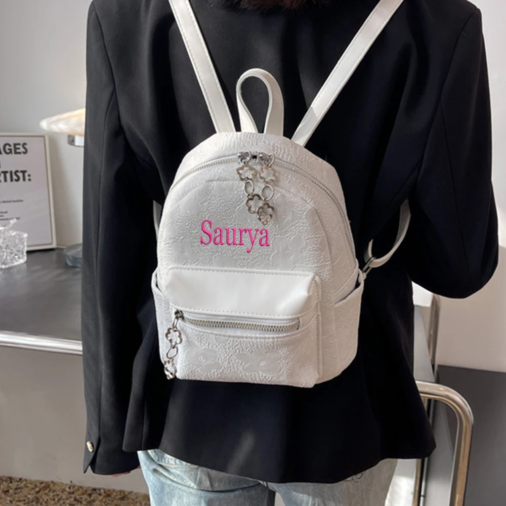 Personalized Name Women's Hight Quality Jacquard Backpack Embroidered Girls Simple Backpack with Name Outgoing Shoulder Backpack