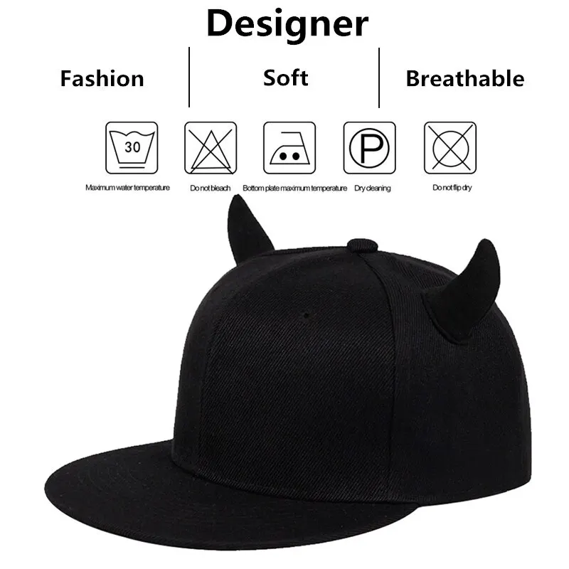 Unisex Horns Snapback Hip-hop Hats Spring and Autumn Outdoor Adjustable Casual Baseball Caps Sunscreen Hat