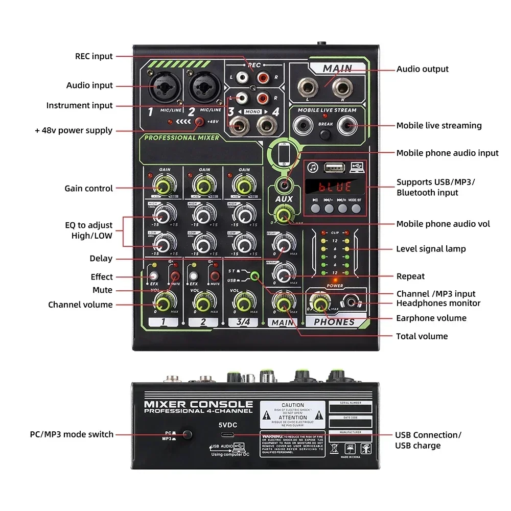 Dedicated mobile live streaming interface for professional equipment of the English version singing sound card on the mixing