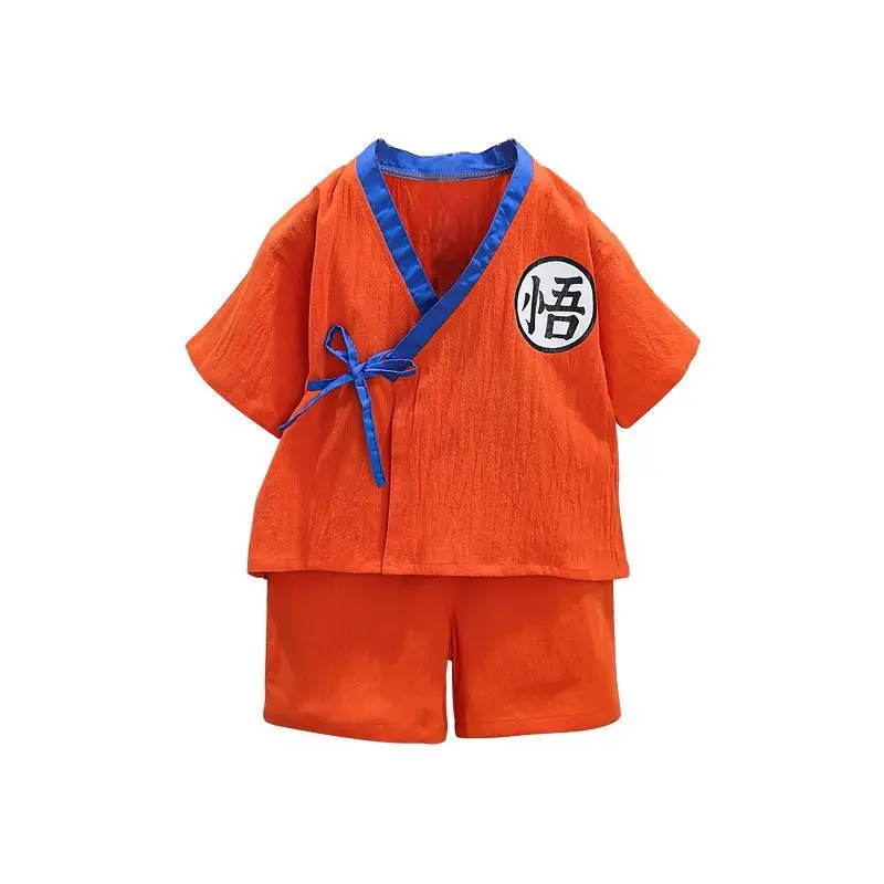 Dragon Ball anime Goku boy and girl children\'s home clothing pajama set sweat steamed clothing cosplay two-piece set