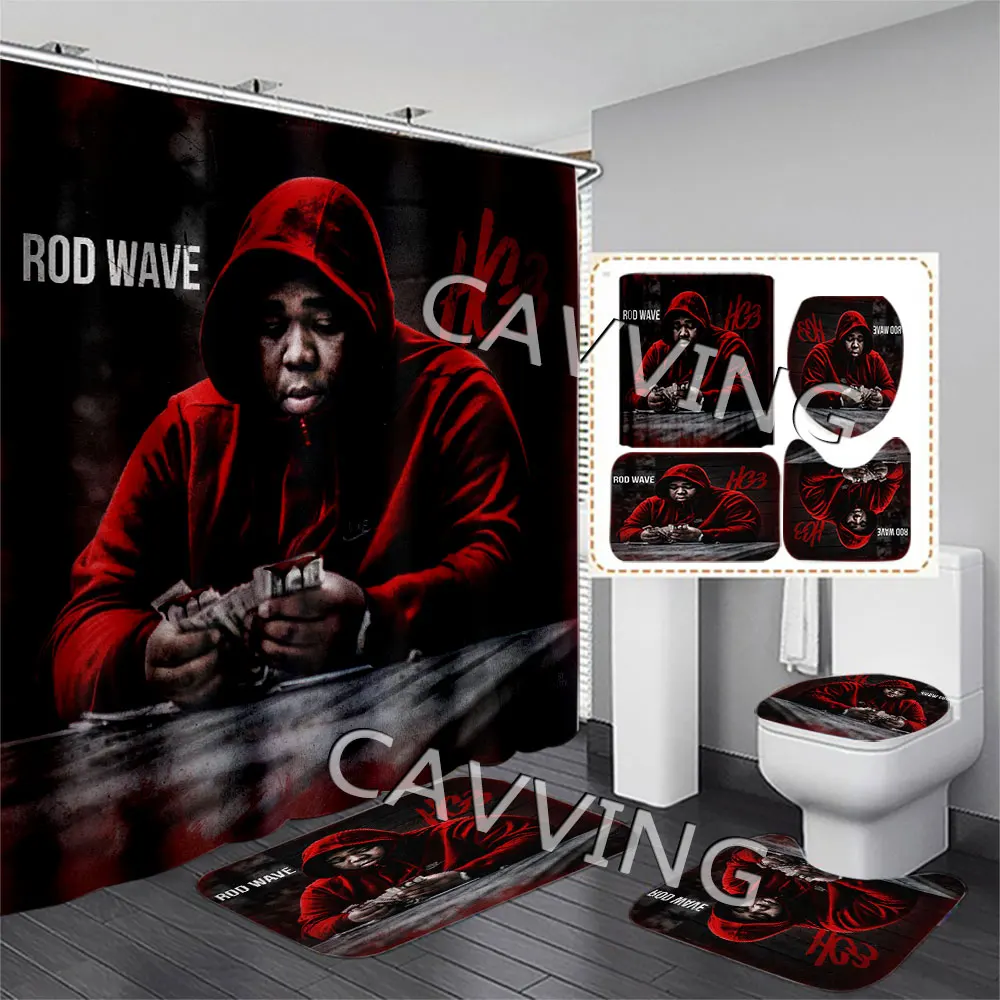 Rod  Wave  3D Printed  Shower Curtains Waterproof Bathroom Curtain Anti-slip Bath Mat Set Toilet Rugs Carpet Home Decor   F01