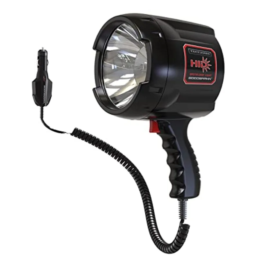 

HID Handheld Adjustable Spotlight/Floodlight 2000 Lumen 12V Plug in Spotlights for Boat Marine Corded Spot Light 929 Yards Car