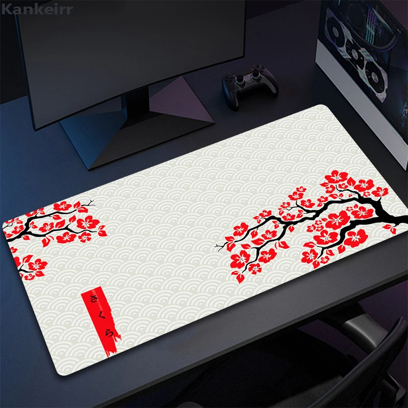 Japan Cherry Blossom Mouse Pad Laptops Gaming Deskmat Gray Sakura Mousepad Anime Office Carpet Gamer Keyboard Computer Deskmat