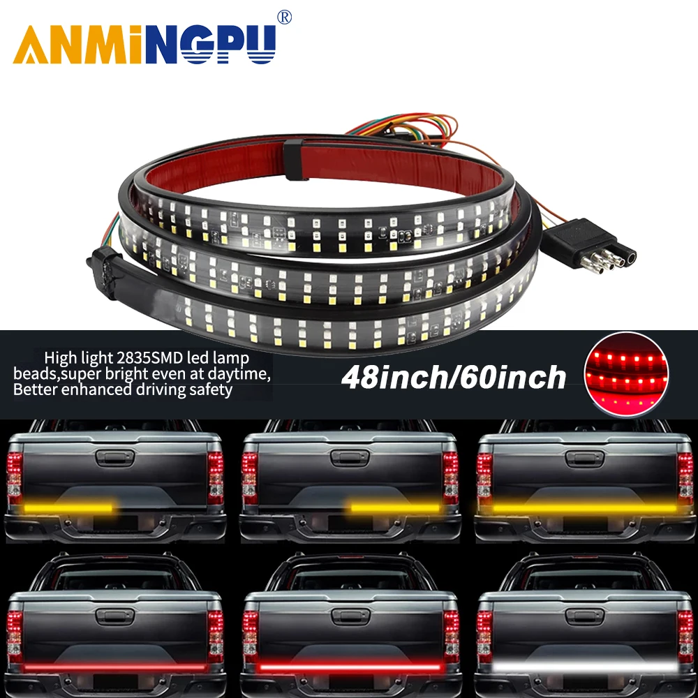 

ANMINGPU 12V 48" 60" Car Brake Turn Signal Light Warning Signal Flexible LED Strip Rear Tail Running Reverse Double Flash Light