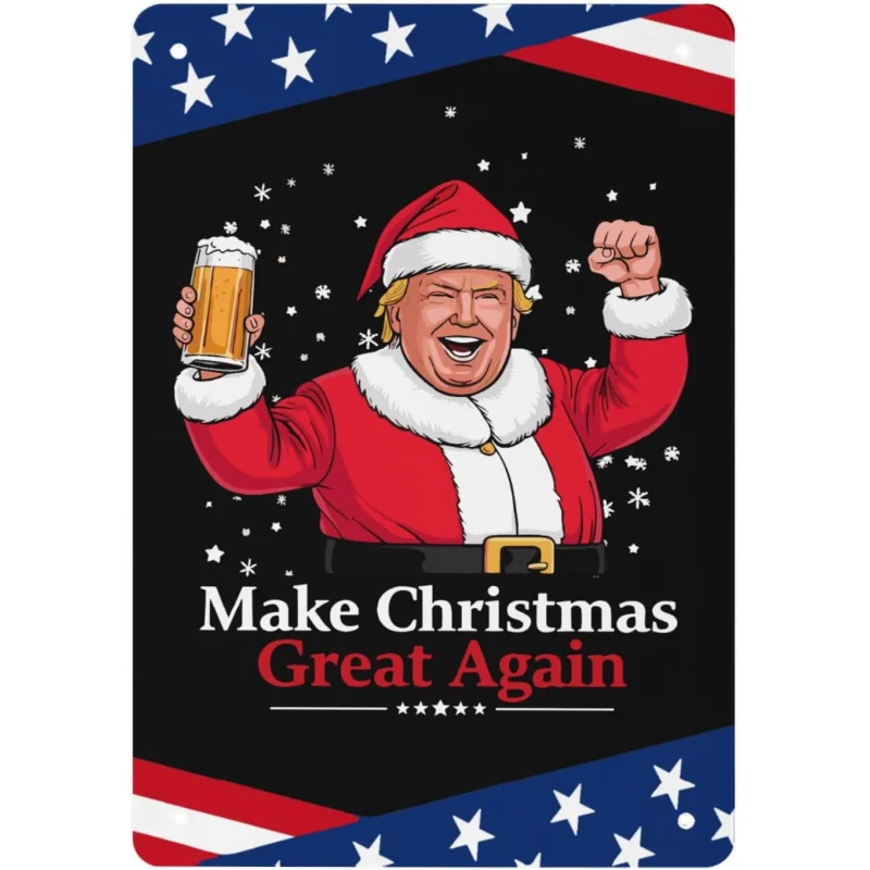 

Interesting Trump and Beer in 2024 Make Christmas Great Again Iron Logo Bedroom Restaurant Bar Decoration 30x20x2cm