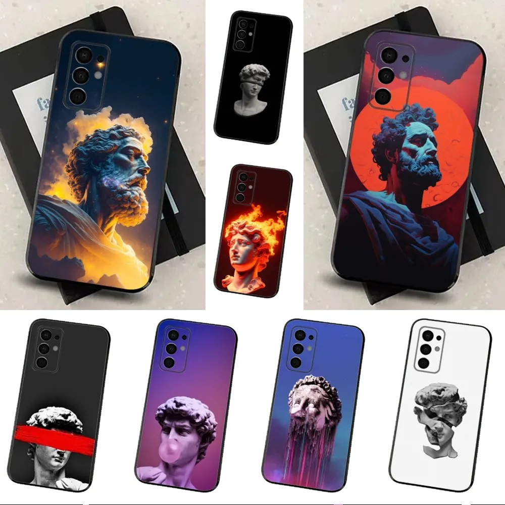 Statue Face Greek God Phone Case For Samsung Galaxy A91,A80,A73,A72 ,A71,A53A52,A32 ,A31A22,A21s,A20,Black Cover