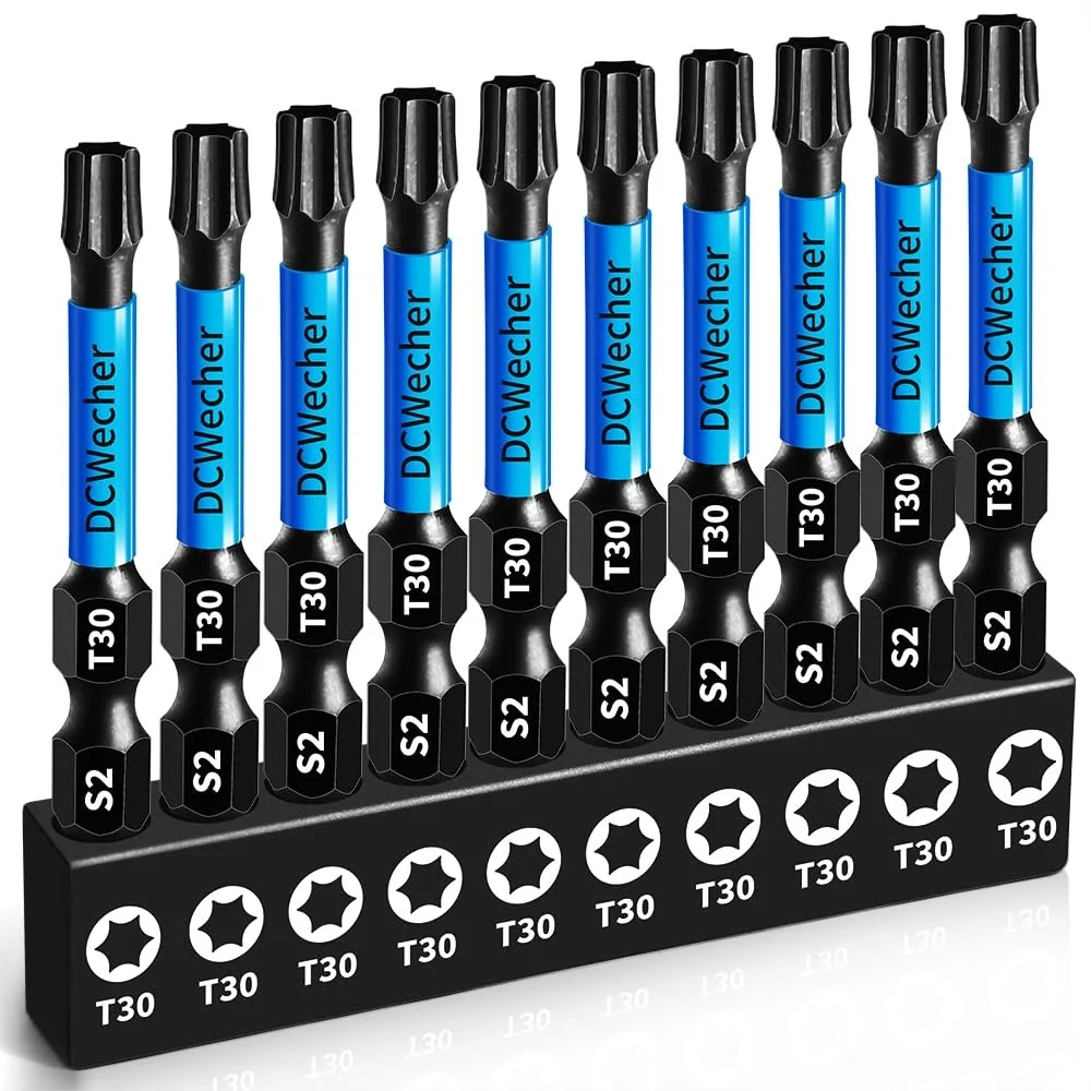 

T30 Torx Bit 10-Pack, S2 Steel Magnetic Impact Bits with Holder for DIY Car Repair and Furniture Installation