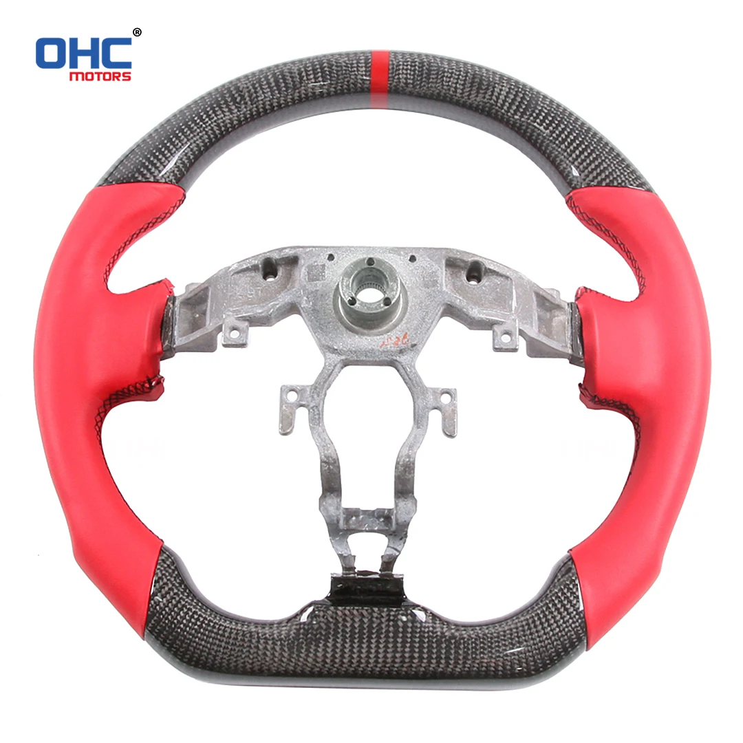 

OHC Racing Wheel Red Stitching Full Leather Steering Wheel For Nissan 370z 2009-2021 Carbon Fiber Steering Wheel