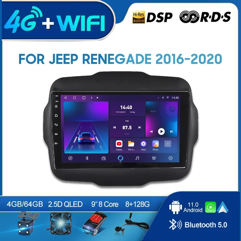 

QSZN For Jeep Renegade 2016-2020 2 din Android 12.0 Car Radio Multimedia Video Player GPS Navigation 4G Carplay Head unit