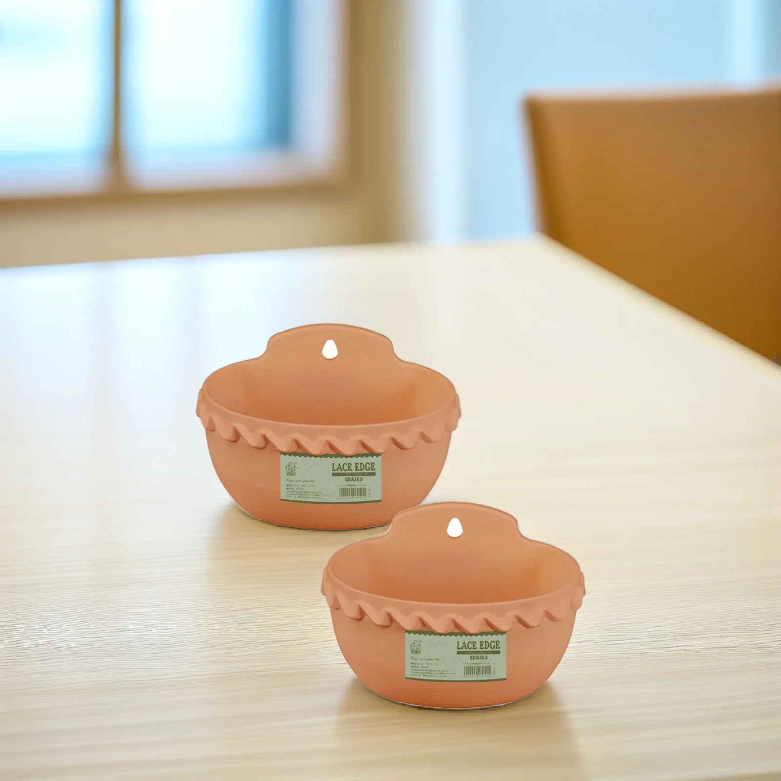 2 قطعة سلة تثبيت على الحائط وعاء نبات منظم بلاستيكي مثالي للشرفة وغرفة الأطفال وغرفة النوم والمطبخ والتخزين باللون البني الفاتح #6