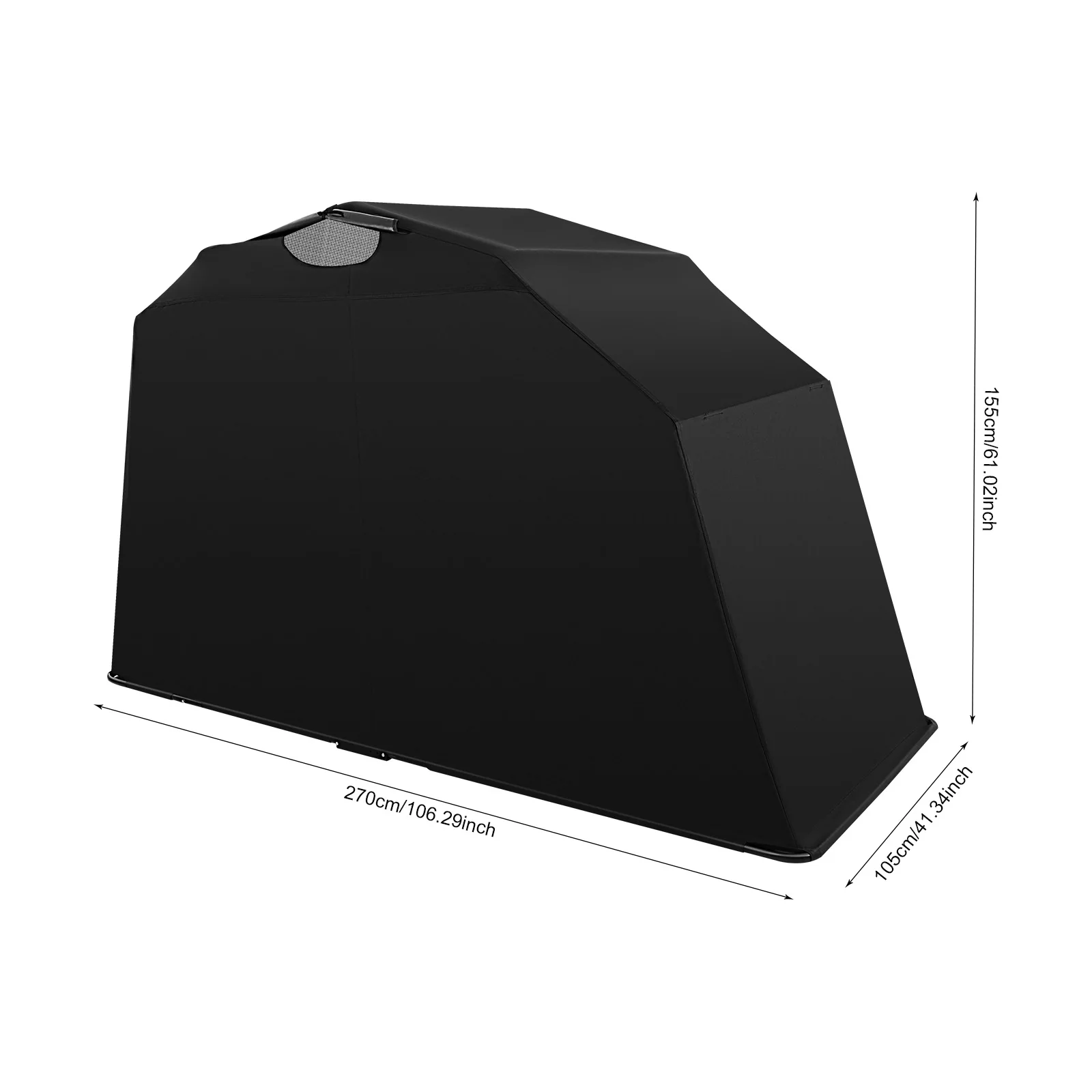 Motortent, waterdichte Oxford fietsenberging, UV-bestendige opslaggarage, stalen frame, voor scooter bromfiets, 270x105x155cm - afbeelding 2