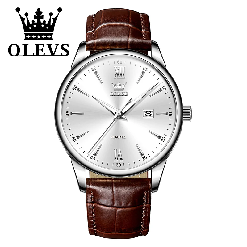 OLEVS Luxury Minimalist Watch Men Top Brand Casual Classic Watches for Men Leather Strap Waterproof Original Men\'s Wrist Watches