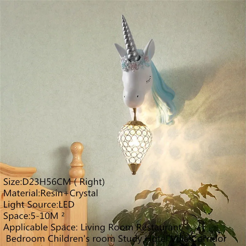 OUFULA Contemporary Unicorn Wall Lamp Creative Living Room Bedroom Study Villa Hotel Children's Room Aisle LED Decoration Light