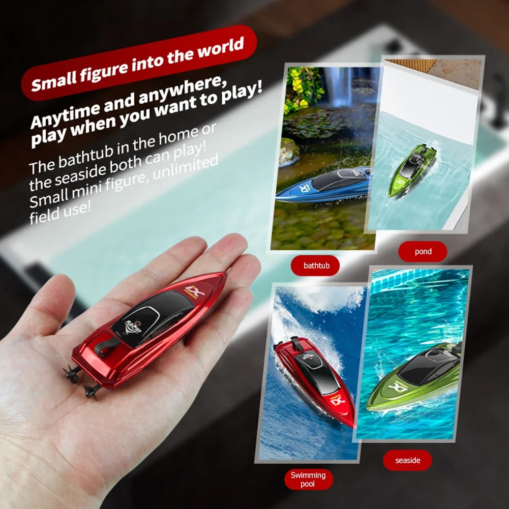 

LED Light Waterproof Electric Remote Control Ship 2.4GHz High Speed Mini RC Boat Children Remote Control Ship Toy Party Gift