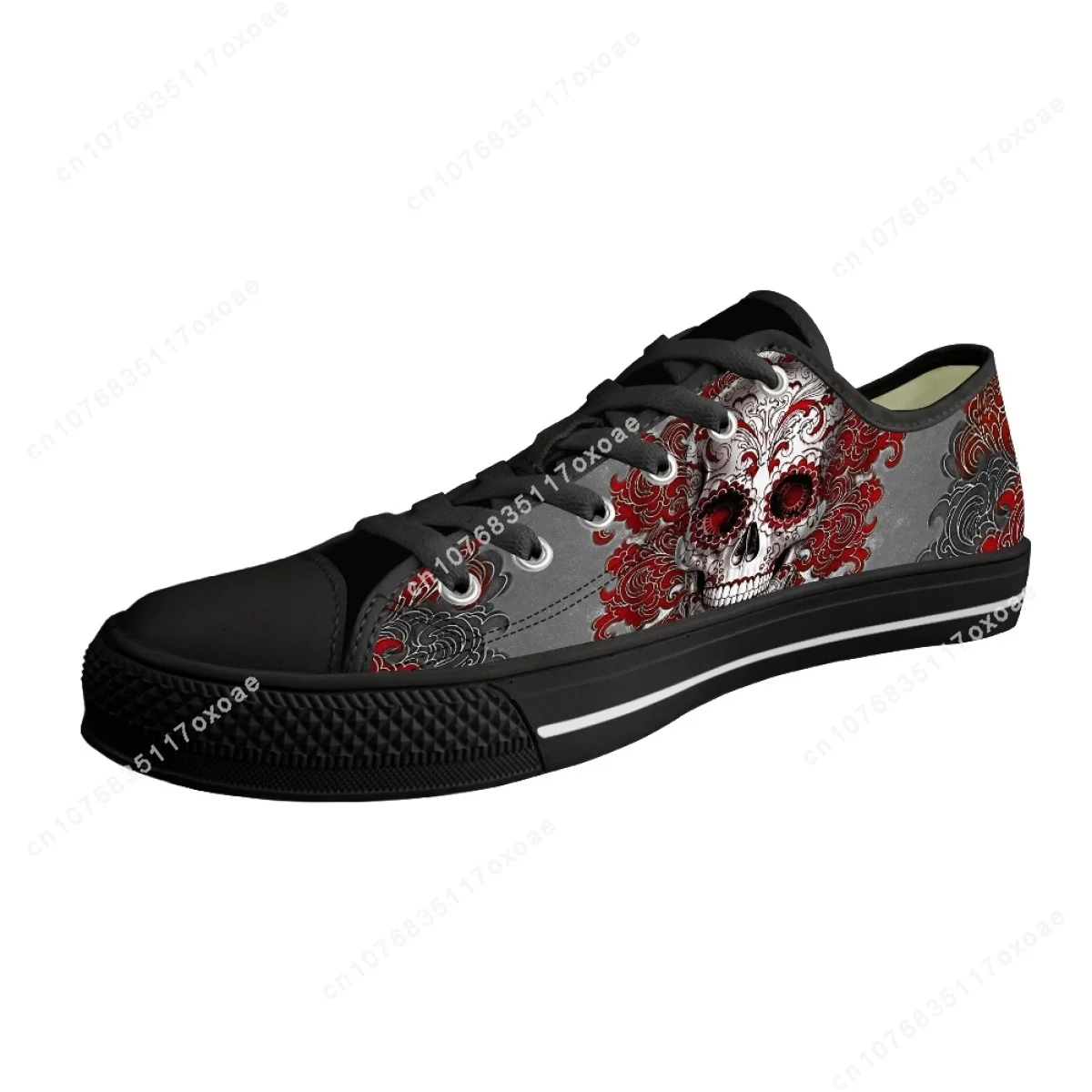 Zapatos vulcanizados con estampado de calavera gótica para mujer, zapatillas planas de lona informales transpirables, zapatillas ligeras para correr, Fitness para adolescentes