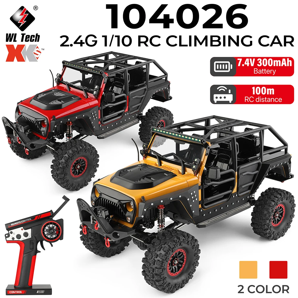 Wltoys RC 1:10 Electric 4WD Climbing Car 104026 2.4G 3000mAh 100m RC Distance Off-road Vehicle Adult Children's Toys Gifts