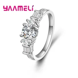 Wedding/Engagement Real 925 Sterling Silver Finger Rings Good Quality Cubic Zirconia Crystal Jewelry For Women Bridal