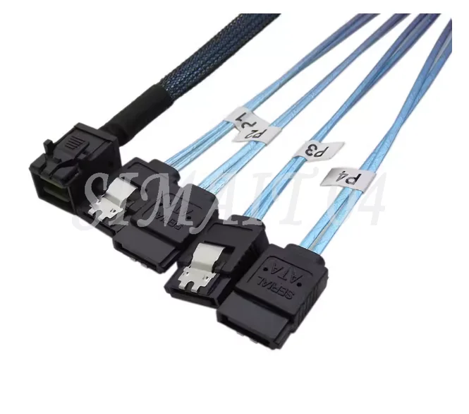 1m SFF-8643 To 4 SAS 29P SFF-8643 To 4 SATA 7P Straight Mini SAS Power Server Motherboard Hard Drive Cable