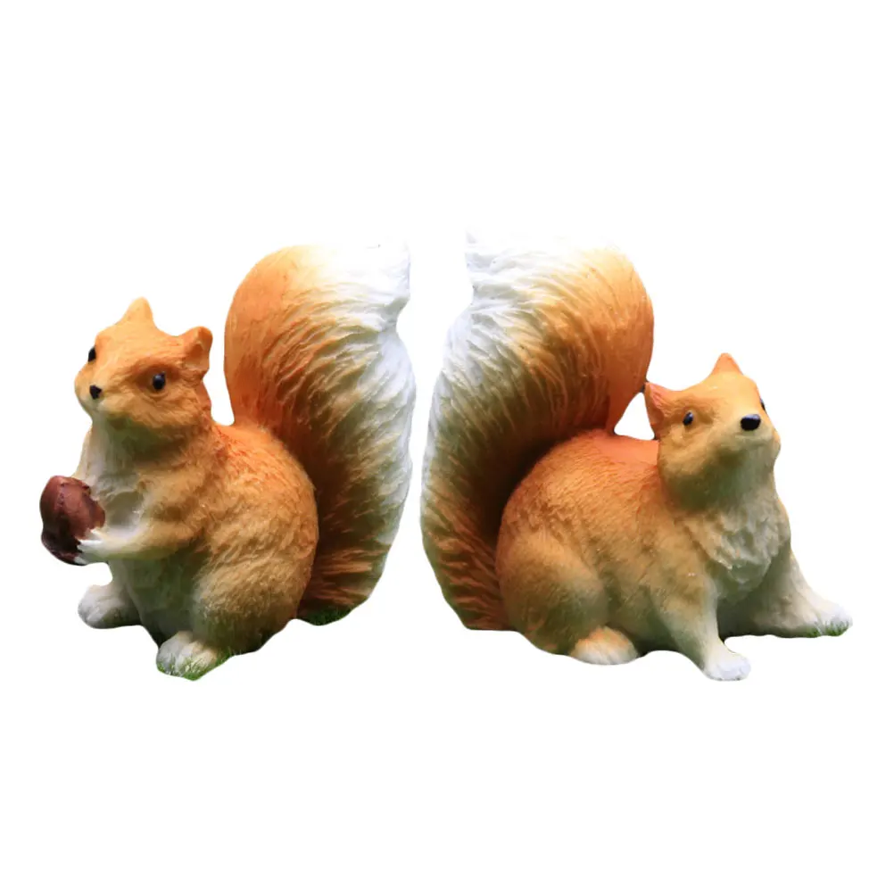 

2Pcs Small Resin Squirrel Ornaments Miniature Animal Decorations for Micro Landscape Garden Desktop Creative Cute Accessories