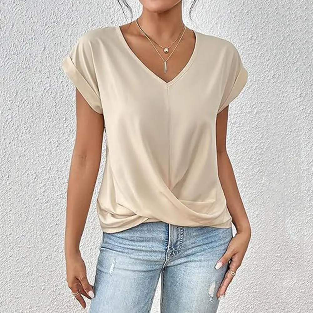 V-neck Jacket Stylish Summer V Neck Blouses for Women Breathable Tops for Jeans Skirts Versatile Fashion Shirts for Ladies Women