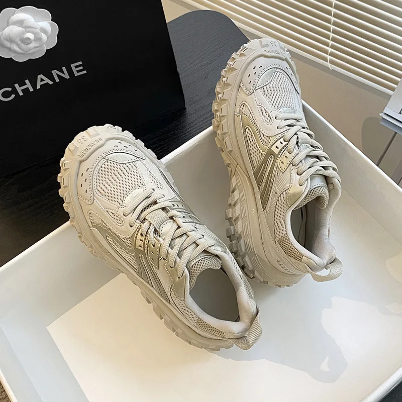 

Luxury Brand Women Lace-Up Sneakers Thick Bottom Comfortable Platform Shoes Ladies Outdoors Casual Shoes Couple Vulcanized Shoes