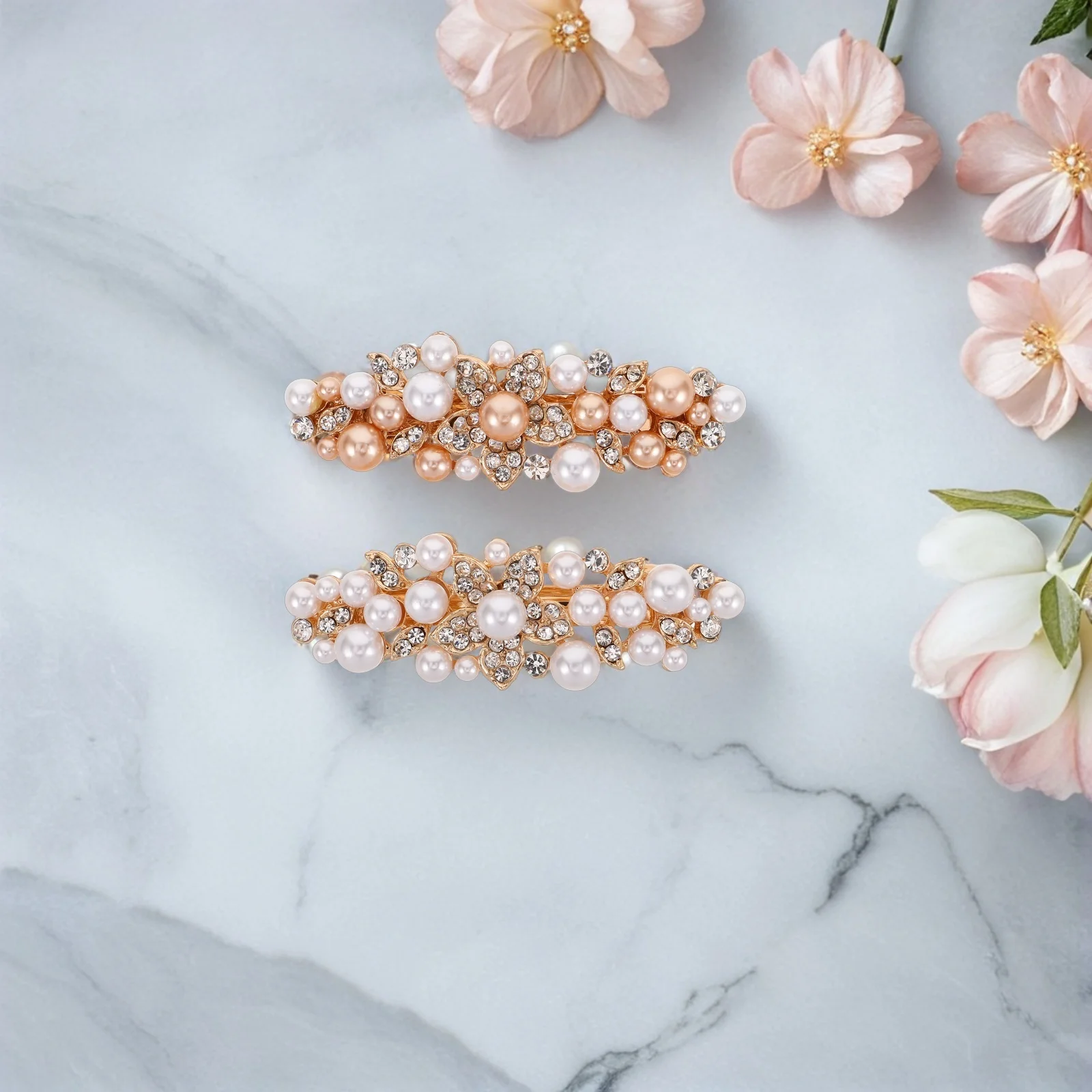 

2pcs Rhinestone Clips Elegant Sparkling Decorative Hair Accessories For Women Girls Secure Spring Mechanism Mini Metal Claw Pins