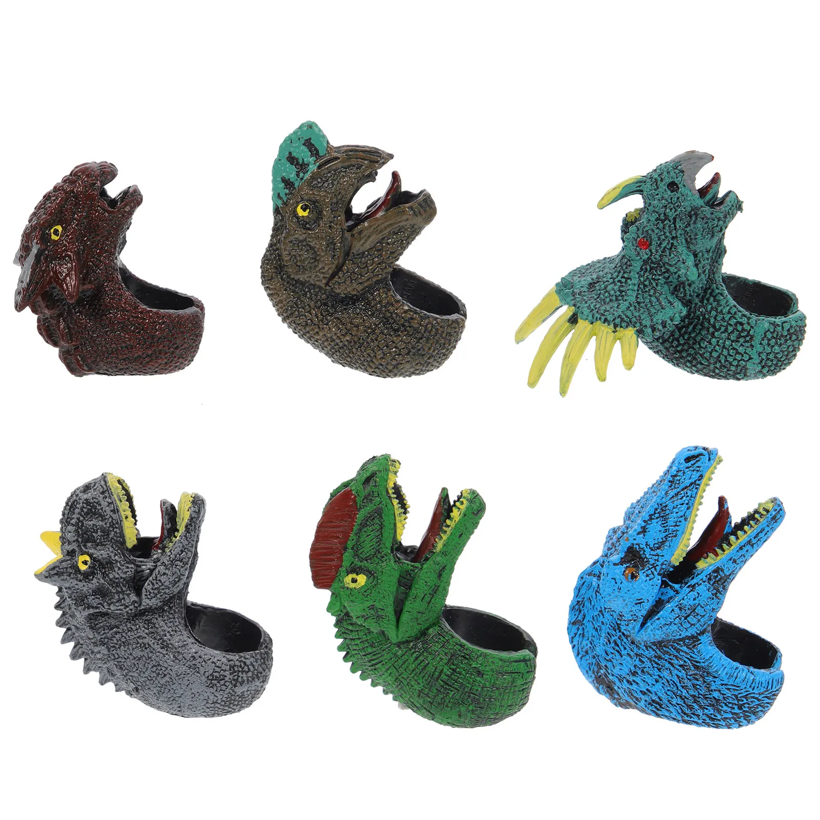 

6Pcs Kids Animal Rings Dinosaur Style PVC Finger Rings Party Favors for Birthday Christmas Festival Goodie Bag Stuffing