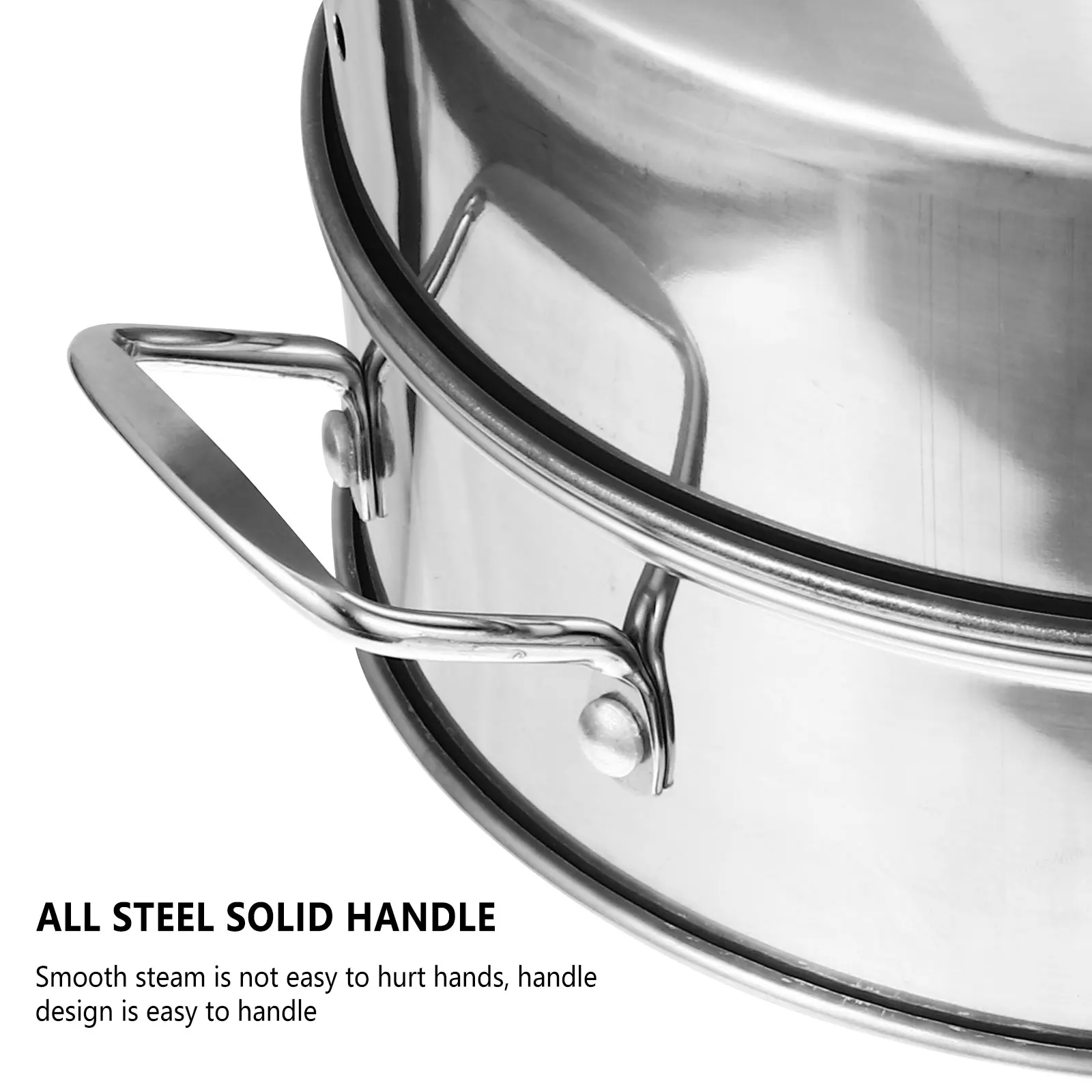 

Stainless Steel Food Steamer 24cm Single Tier Premium Cookware Basket Easy Clean Lid Silver Color