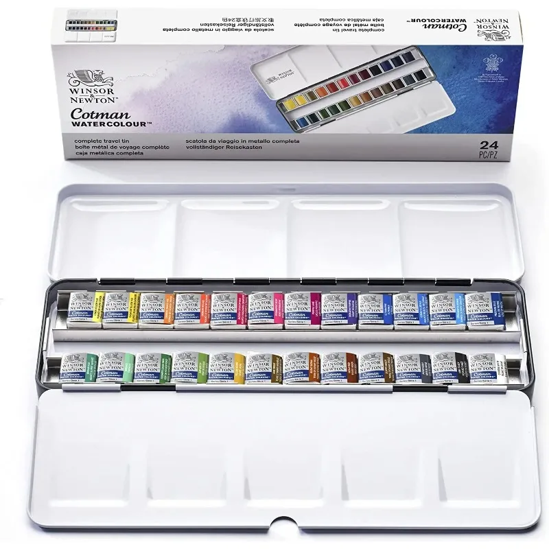 winsor-newton-cotman-watercolor-paint-set-in-metal-box-12-24-half-pans-complete-travel-tin-aquarelle-art-supplies-for-artist