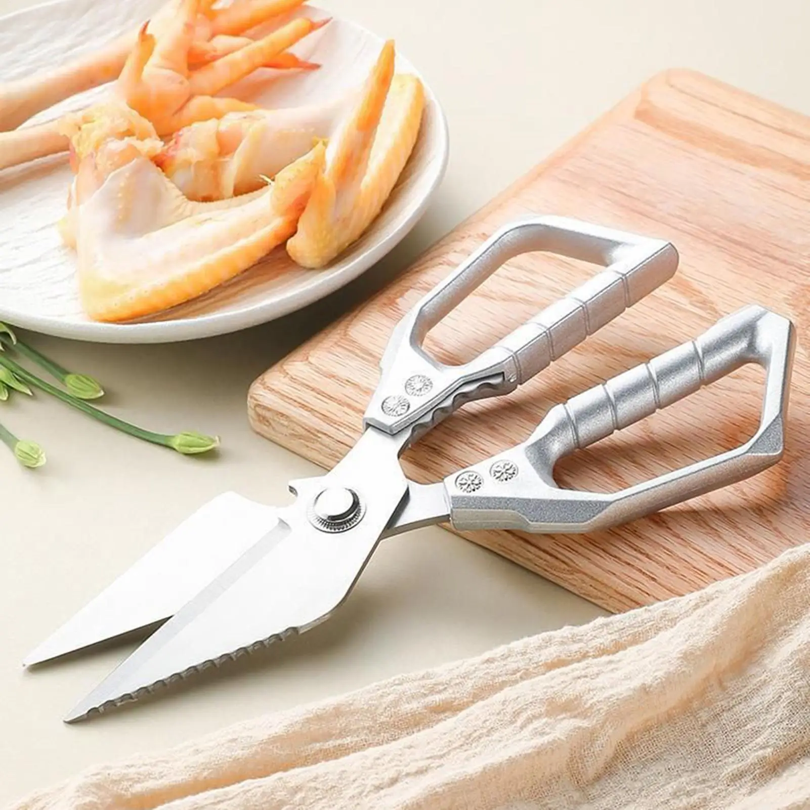Tijeras de cocina de acero inoxidable, tijeras fuertes para huesos de pollo, tijeras multifuncionales para matar peces, tijeras de comida para el hogar dedicadas