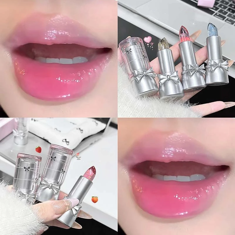 Farbwechselnder Lippenstift, transparentes Gelee, natürlicher rosa Lippenstift, Tönung, feuchtigkeitsspendender Temperaturwechsel, Lippenbalsam, Lippenpflege, Make-up