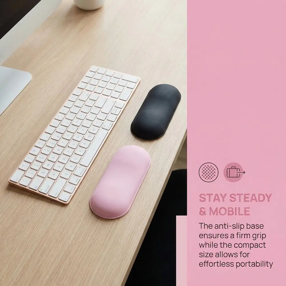 

Cute Design Soft Silicone Mouse Wrist Pad Anti-Slip Base Black/Pink Mice Wrist Rest Wrist Rest Home ComputerLaptop Notebook