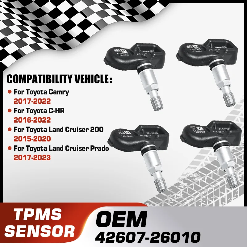 

For Toyota Camry Toyota C-HR Toyota Land Cruiser 200 Toyota Land Cruiser Prado 1/4Pcs Tire Pressure Monitor Sensor TPMS 433 MHz