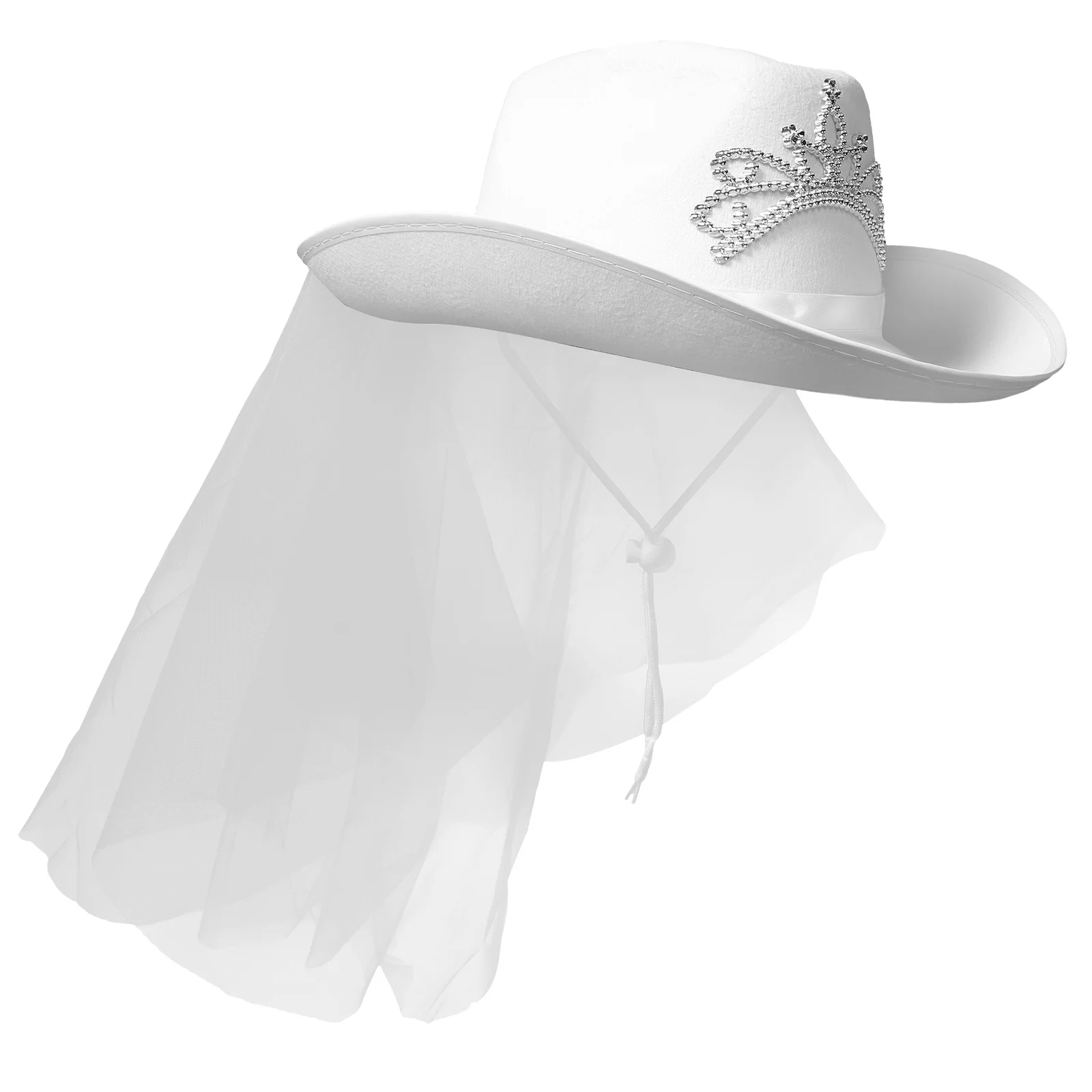 قبعة العروس مع حجاب على طراز راعية البقر، إكسسوار زفاف غربي، تصميم فريد للحفلات، حجاب الزفاف، قبعة العروس العازبة