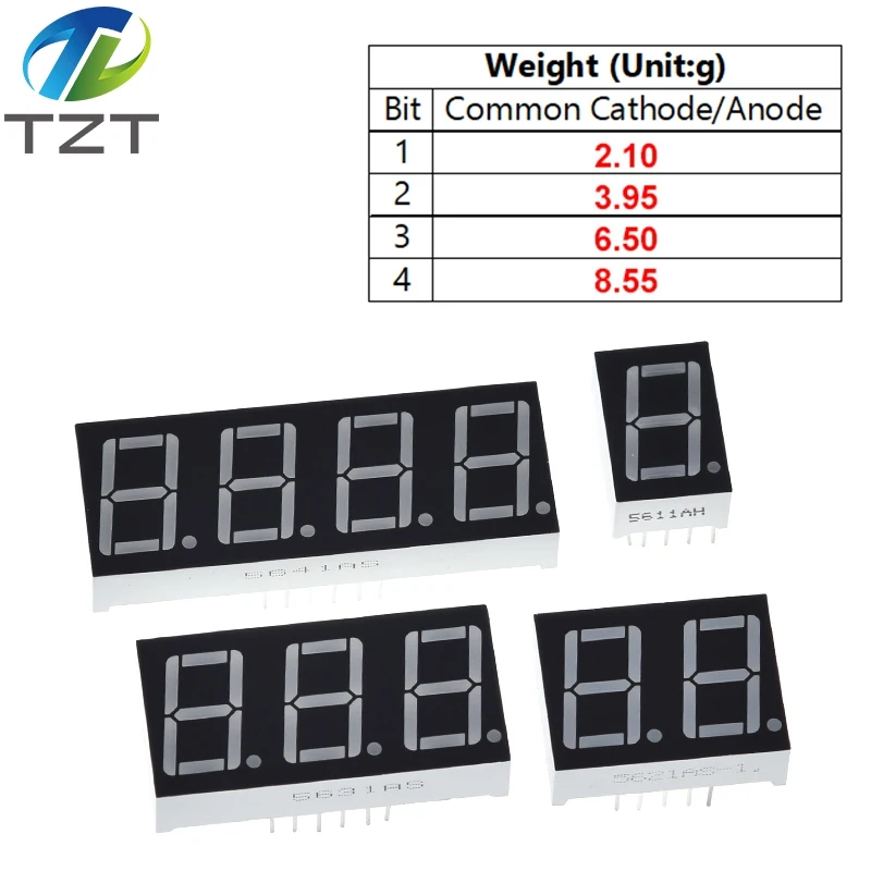 0.56 inch LED display 7 Segment 1 Bit/2 Bit/3 Bit/4 Bit Digit Tube Red Common Cathode / Anode Digital 0.56 inch led 7segment