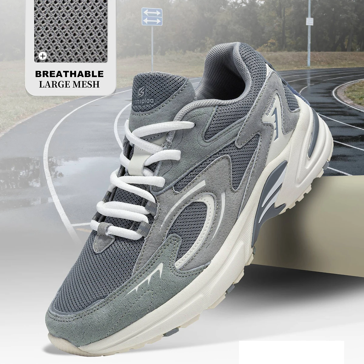 Baasploa Men Walking Shoes Fashion 2025 Mesh Breathable Sport Shoes Male Comfort Lightweight Causal Sneakers Non-Slip