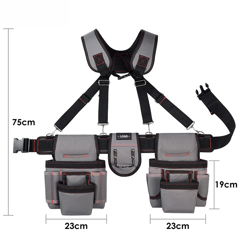 Bolsa de ferramentas de jardinagem, bolsa de ferramentas para eletricista, cinto de alça, bolsa de ferramentas combinada, equipamento multifuncional, universal para todos os tamanhos