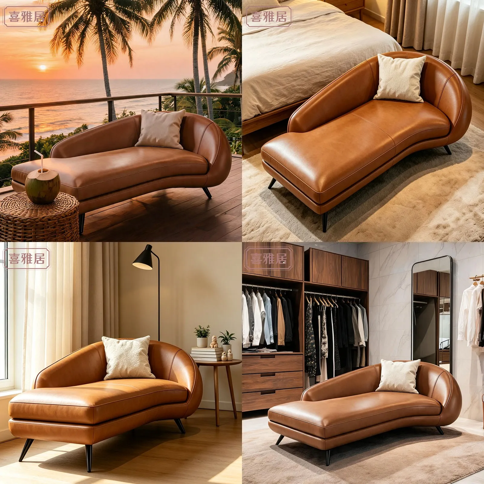 Modern Luxury Leather Chaise Lounge Chair for Bedroom Living Room Single Recliner Sofa with Armrest