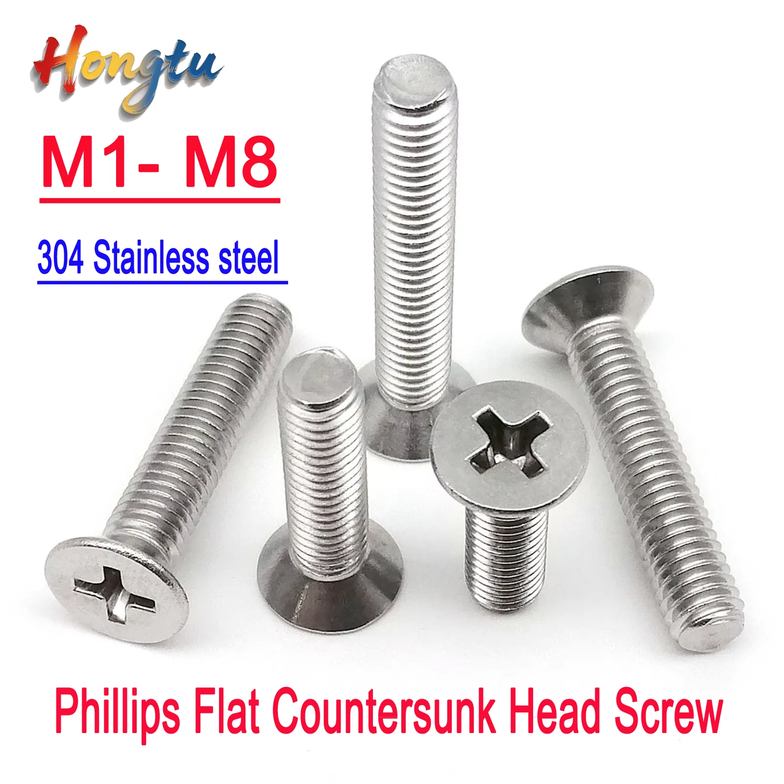 

5/10/50pcs 304 Stainless steel Cross Phillips Flat Countersunk Head Screw Bolt M1 M1.2 M1.4 M1.6 M2 M2.5 M3 M3.5 M4 M5 M6 M8 A2