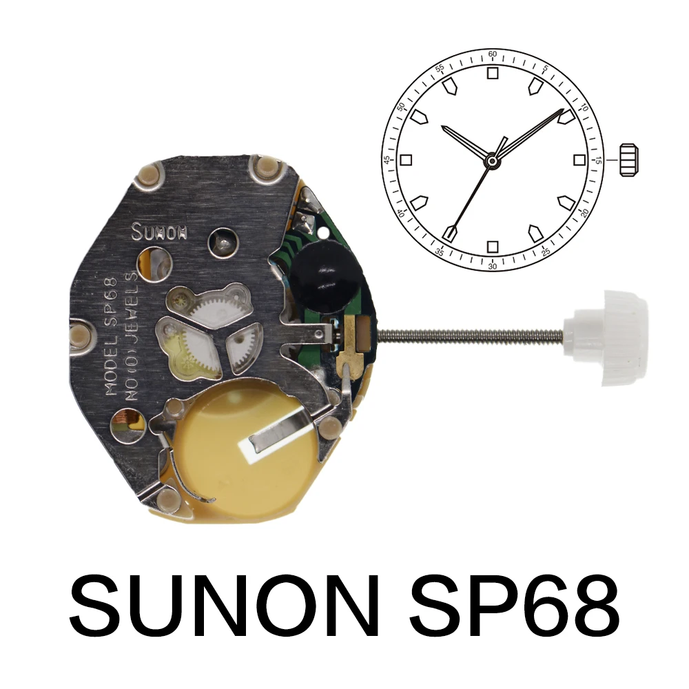 Sunon SP68 Movement Quartz Movement Watch Accessories Repair Parts Sweep Second Move Same Mechanical 3 Hands Movement